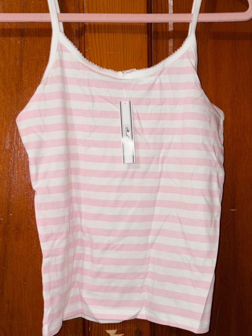 Frankie's Bikinis Pink & White Striped Spaghetti Strap Camisole NWT - Picture 2 of 3